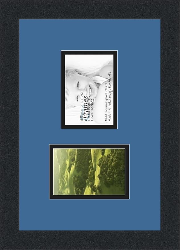 ArtToFrames Collage Photo Frame Double Mat with 2-3.5x5 Openings and Satin Black Frame
