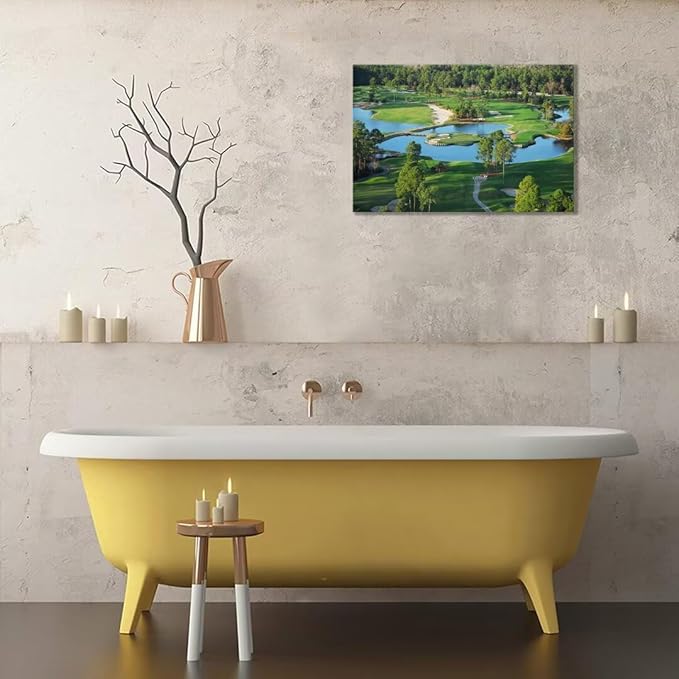 chenchenArt King's North Golf Course Wall Art for Living Room Bedroom Bathroom Home Decorations Myrtle Beach National Club Picture Canvas Prints Modern Artwork Framed Ready to Hang(12''H x 16''W)
