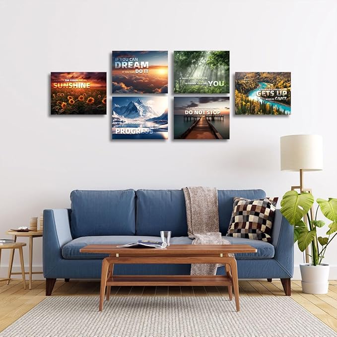 Inspirational Quotes Wall Art,Motivational Wall Art Decoration Painting, landscape Canvas Wall Art， Suitable for Library, Office， Living Room,Home Deco,Tabletop/Hanging,| 6-pack(29 x 38 cm) framed 3