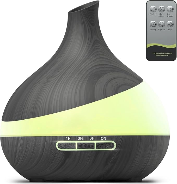 500ML Essential Oil Diffuser: Aroma Diffuser with Remote Control for Hotel Spa Yoga Room - Humidifiers for Bedroom with 14 Colors LED Night Light for Kids/Women Home Relaxation