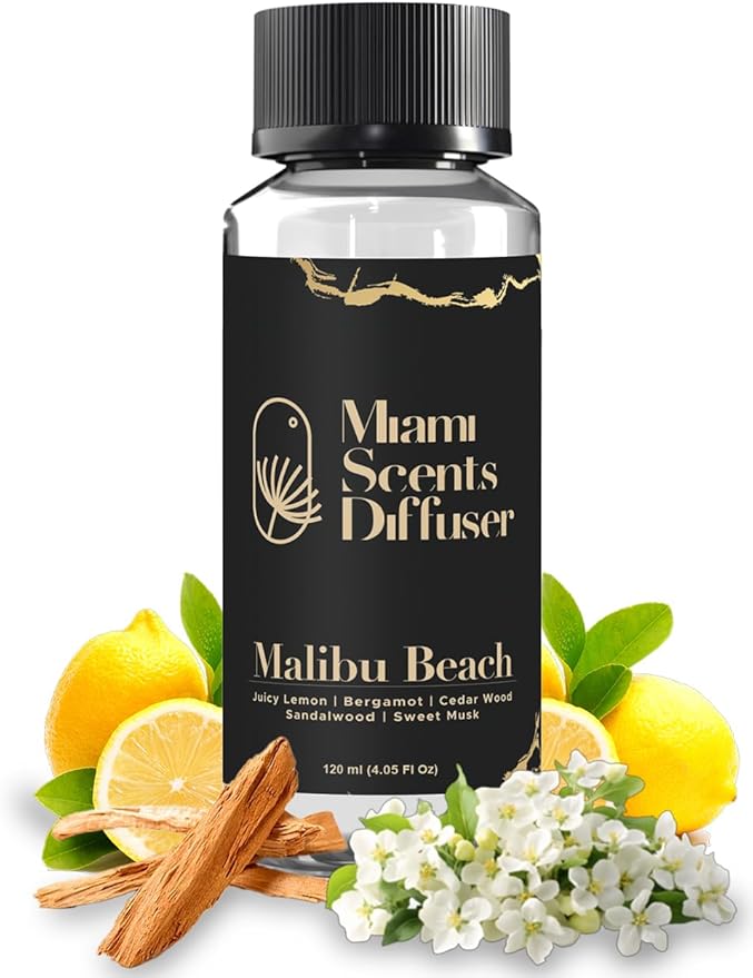 Malibu Beach Scent Inspired by Four Seasons Hotel 4 Fl Oz - 120 ml Essential Oils Aroma for Home Office Diffuser Luxury Fragance Refill Aromatherapy Fresh Blend of Bergamot, Sweet Musk and Sandalwood.