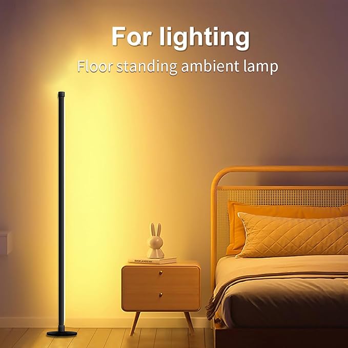 RGB Floor Lamp,Smart LED Corner Lamp with App and Remote Control,16 Million Colors & 80+ Scene,Music Sync,Timer Setting,Ideal for Living Rooms,Bedrooms,Gaming Rooms,Ambient Lighting (47” H)