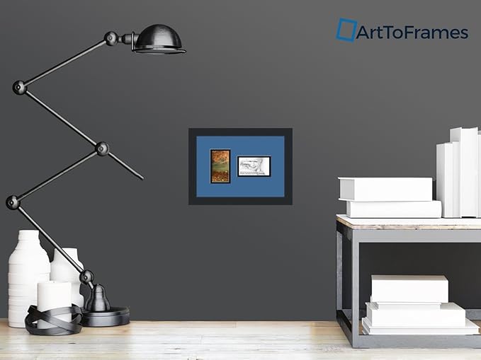 ArtToFrames Collage Photo Frame Double Mat with 2-3x5 Openings and Satin Black Frame