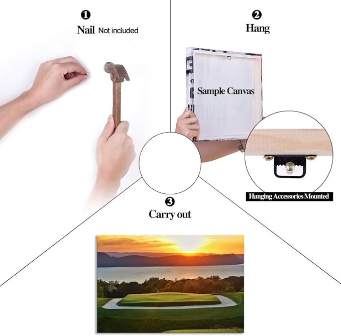 chenchenArt Sleepy Hollow 16 Hole Golf Course Wall Art for Living Room Bedroom Bathroom Home Decorations Sleepy Hollow Golf Course Picture Poster Canvas Prints Framed Ready to Hang(24''H x 36''W)