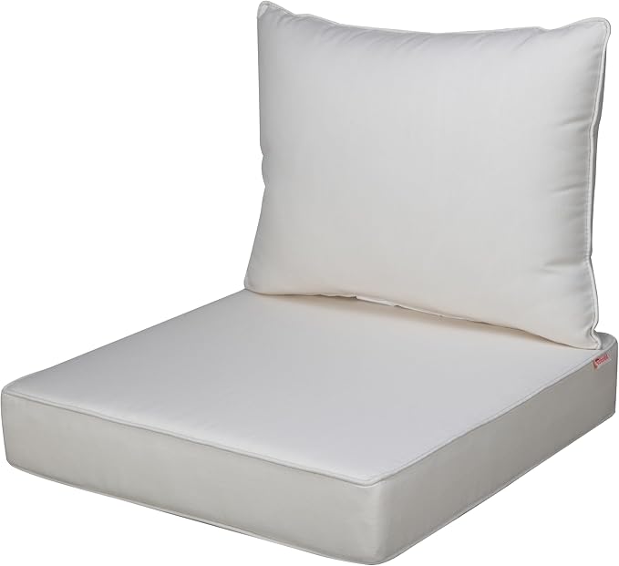 UIXE Outdoor Deep Seat Cushion Set with Slipcovers, Patio Furniture Cushions & Back Pillow, Water-Resistant Outdoor Cushion Cover Backyard Sectional Sofa Cushions for Bistro Chair - Beige