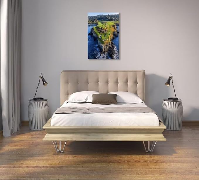 Pebble Beach Golf Course Canvas Wall Art for Living Room Bedroom Bathroom Home Decorations Sports Landscape Office Room Decor Golf Framed Artwork Giclee Prints Ready to Hang(24''W x 36''H)