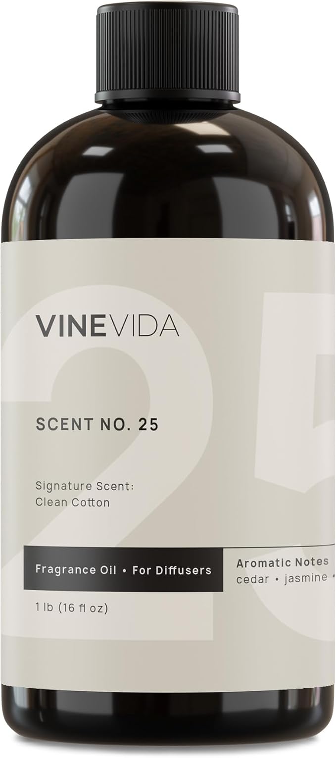 VINEVIDA [16 Fl Oz] Clean Cotton Fragrance Oil for Cold Air Diffusers, Essential Oils for Diffuser Oil Refill & Air Freshener Room Spray