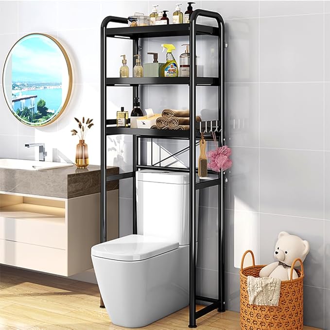 Over-The-Toilet-Storage, 3 Tier Over Toilet Bathroom Organizer Overhead Toilet Storage Organizer Shelf Freestanding Space-Saving Toilet Rack for Room Storage Organizer.