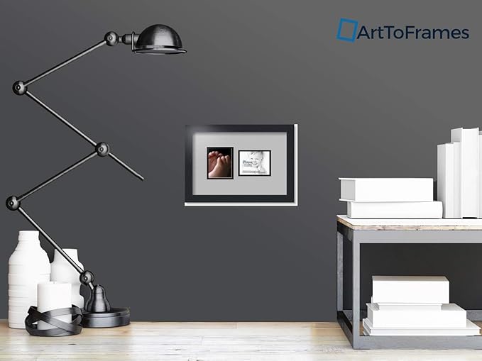 ArtToFrames Collage Photo Frame Double Mat with 2 - 4x5 Openings and Satin Black Frame