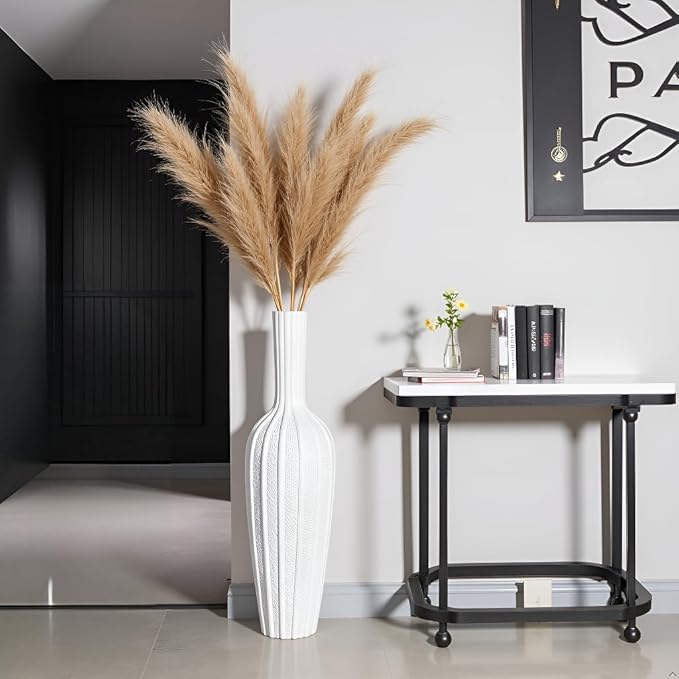 Stylish White Floor Vase - 23.62” Tall - Ideal for Dried Flowers & Home Decor Resin Tall Floor Vase