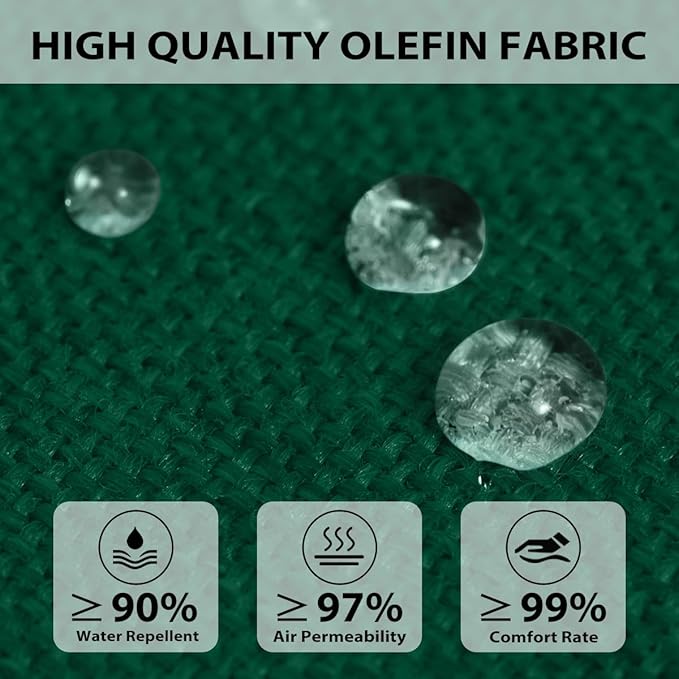 Sundale Outdoor Olefin Deep Seat Cushion Set of 2, Patio Chair Cushion and Pillow, Water-Resistant Sectional Sofa Pad with Straps Dark Green, 23 x 26 x 4 Inches