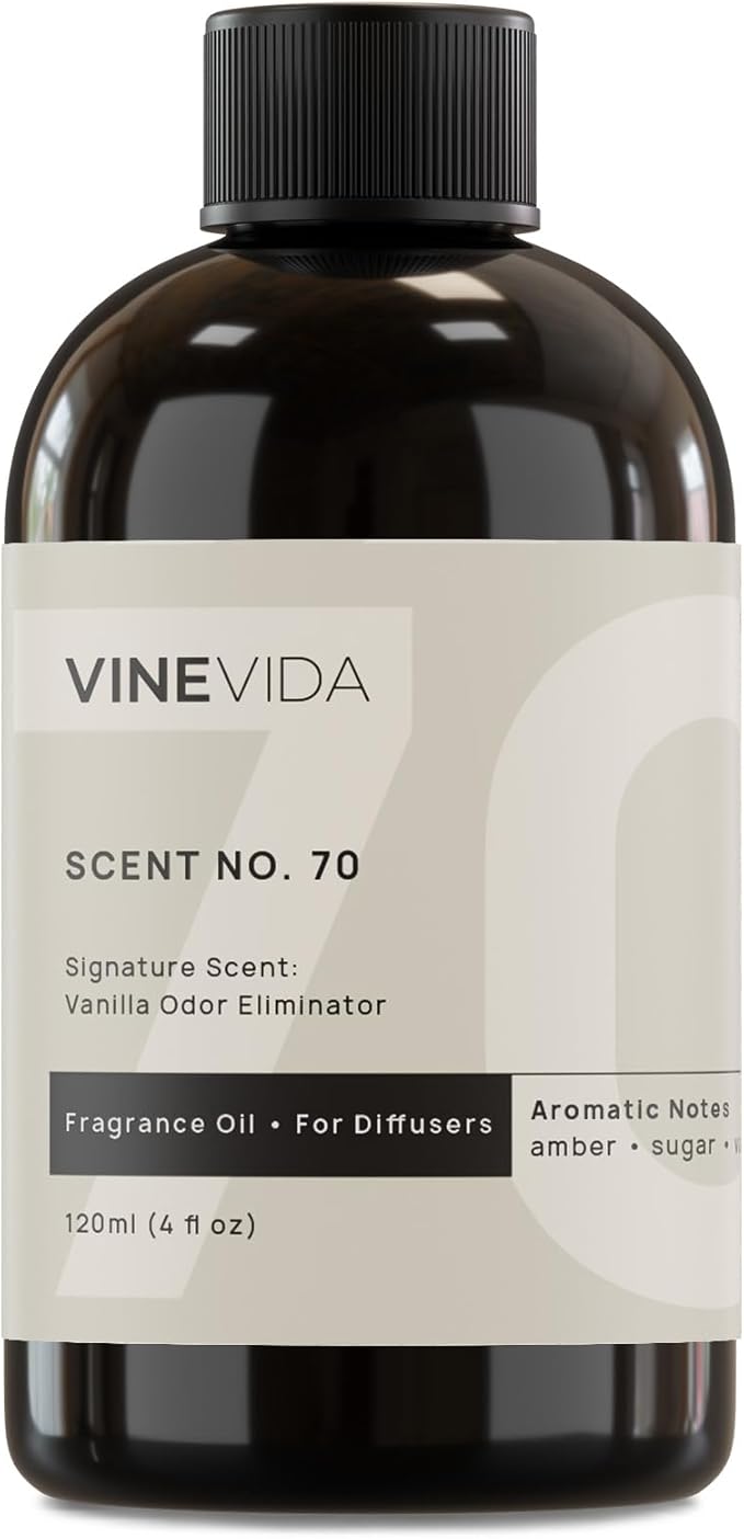VINEVIDA [4 Fl Oz] Vanilla Odor Eliminator Fragrance Oil for Cold Air Diffusers, Essential Oils for Diffuser Oil Refill & Air Freshener Room Spray.