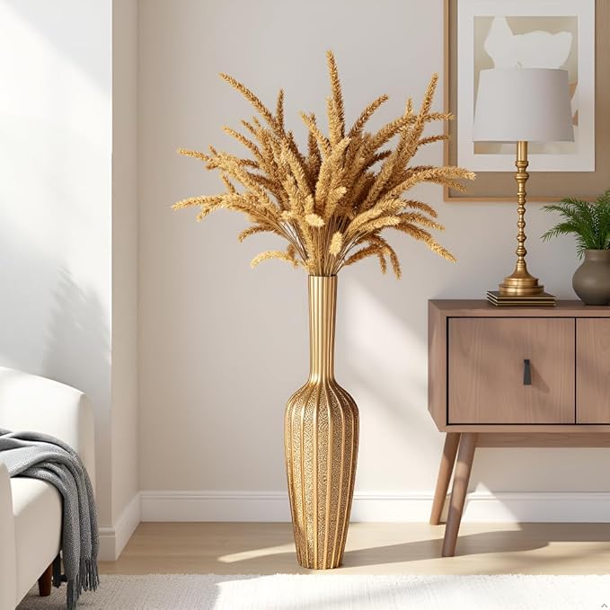 Elegant Gold Floor Vase - 23.62” Tall Decorative Vase for Dried Flowers | Home Decor Accent | Resin Tall Floor Vase