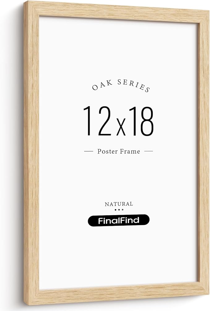12x18 Frame, Natural Solid Oak Wood 12x18 Poster Frame, Lightweight for Wall Mounting(Single, Oak)