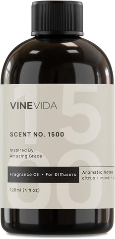 VINEVIDA [4 Fl Oz] Scent NO. 1500 Fragrance Oil for Cold Air Diffusers, Aromatic Notes of Citrus Musk Rose, Essential Oils for Diffuser Oil Refill & Air Freshener Room Spray