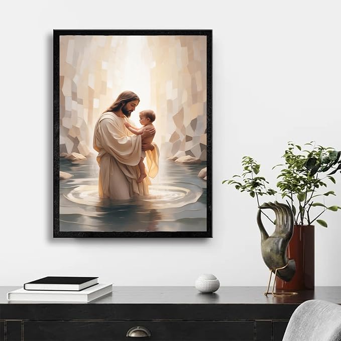 Christian Wall Art Print, Religious Scripture Biblical Decor, Faith-Based Inspirational Landscape with Cross, Digital Printed Canvas Poster for Church, Home Chapel, Prayer Room Decor