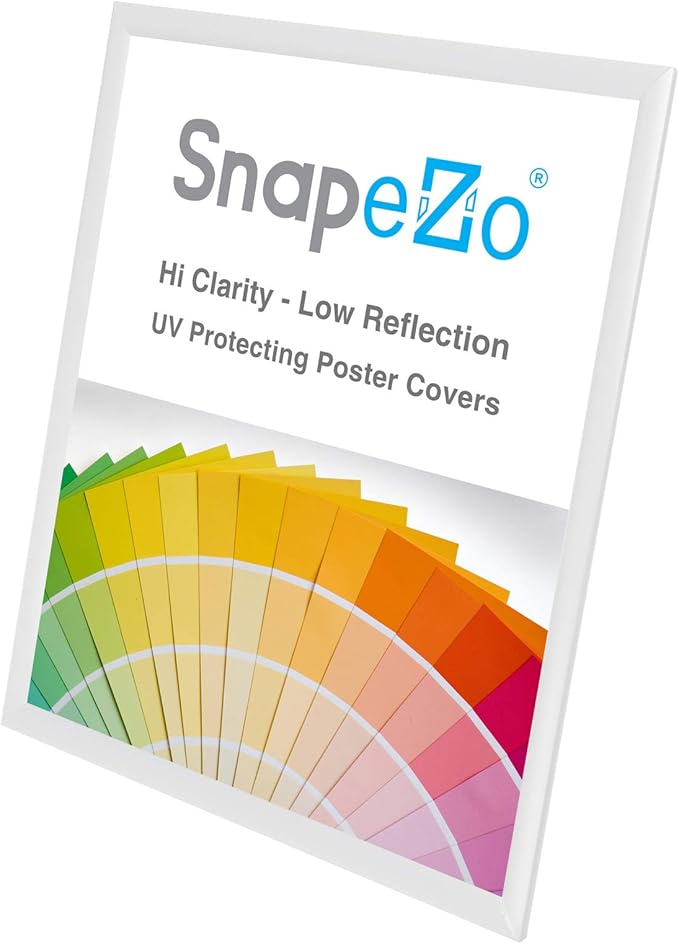 SnapeZo Photo Frame 16x20 Inches, White 1 Inch Aluminum Profile, Front-Loading Snap Frame, Wall Mounting, Sleek Series