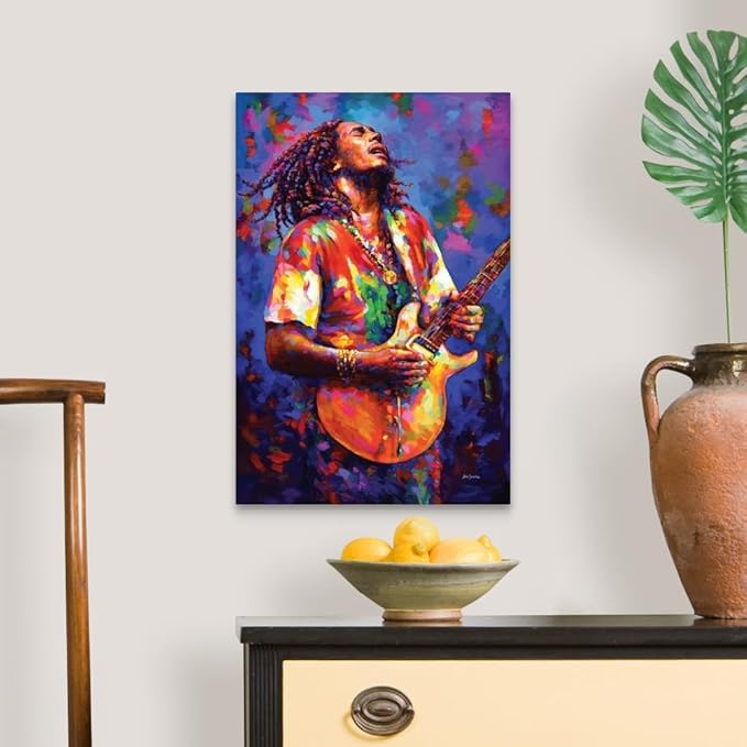 CANVAS ON DEMAND Bob Marley Canvas Wall Art Print by Leon Devenice, Figurative, Home Decor, Celebrity Artwork, 16" x24in