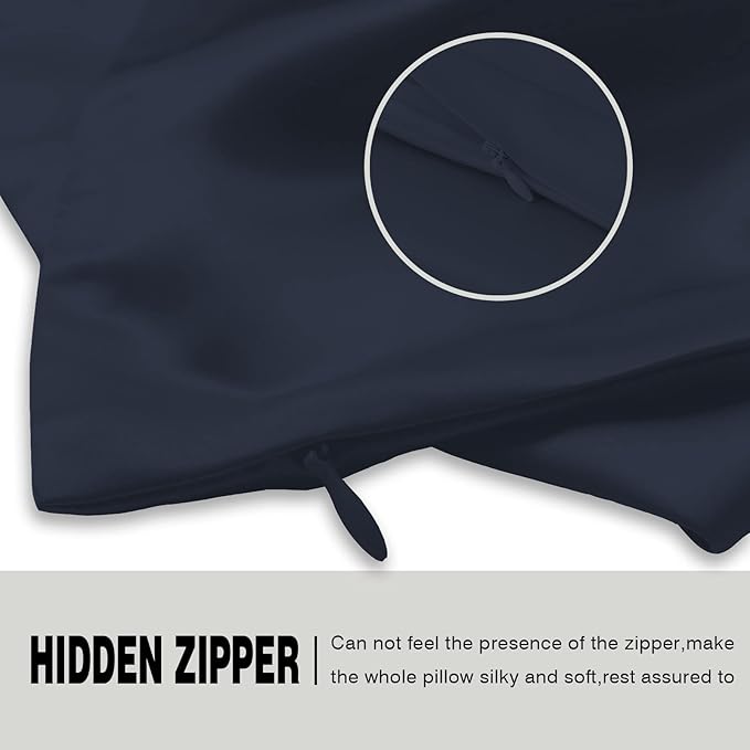 Silk Pillowcase for Hair and Skin,Soft,Breathable and Sliky 100% Standard Size Pillow Cases Set of 2,Both Sides Natural Mulberry Silk Pillowcases with Hidden Zipper(Standard Size 20"X 26",2pcs)