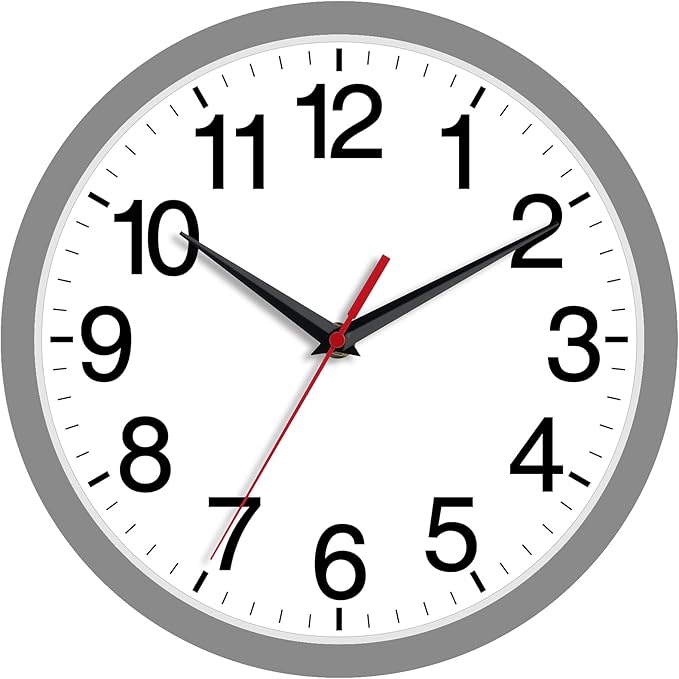 Wall Clock Modern 8 Inch Battery Operated Silent Non Ticking Small Analog Clock Decorative for Bedroom Kitchen Bathroom Office Home (Gray)