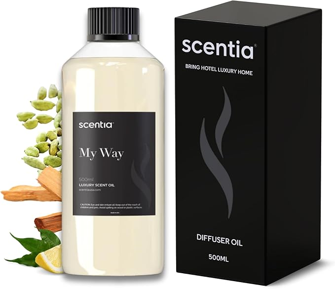 My Way Hotel Diffuser Refill Oil Inspired by The The 1 Hotel Miami Beach- 500 ml 16.9 fl oz - Essential Oil Blend Sandalwood, Cedar & Lemon Notes for Aromatherapy HVAC Diffuser