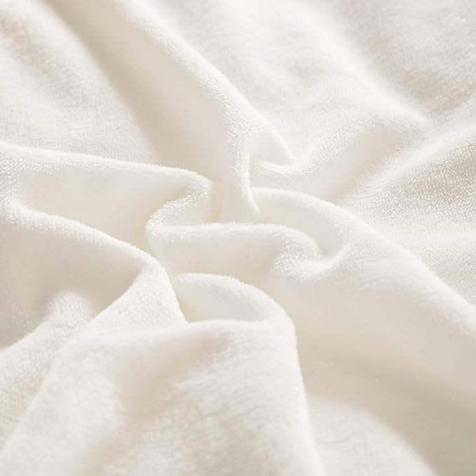 Luxlovery White Fluffy Comforter Queen All White Velvet Bedding Comforter Set Flannel Solid White Cozy Puffy Plush Blanket Quilts Sherpa Micromink Winter Thick Warm Comforter Set Women Men