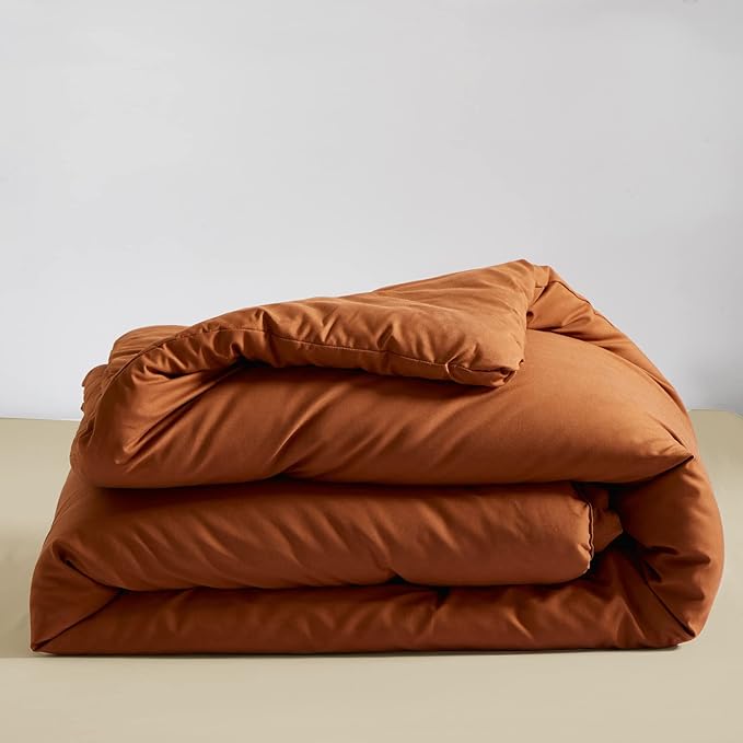 Luxlovery Rust Comforter Set California King Burnt Orange Bedding Comforter Set Caramel Bedding Set Solid Color Rust Orange Bedding Set Queen Bed Cozy Red Bronze Bedding Comforter Cal King