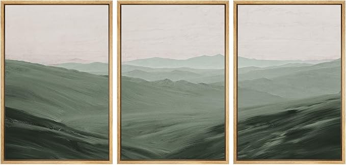 SIGNWIN Framed Canvas Print Wall Art Set Rolling Green Mountain Hill Environment Nature Wilderness Photography Modern Art Chic Landscape for Living Room, Bedroom, Office - 16"x24"x3 Natural