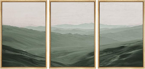 SIGNWIN Framed Canvas Print Wall Art Set Rolling Green Mountain Hill Environment Nature Wilderness Photography Modern Art Chic Landscape for Living Room, Bedroom, Office - 16"x24"x3 Natural