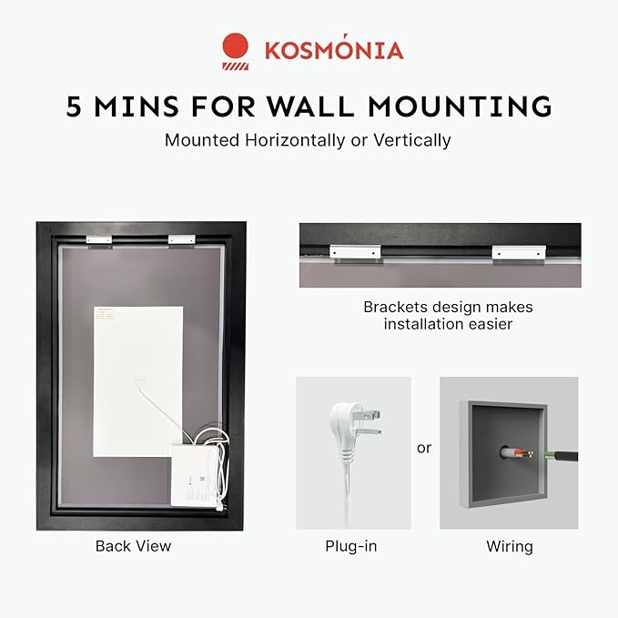 28x36'' LED Bathroom Mirror w/Light, Aluminum Frame, Dimmable Front & Backlit, Anti-Fog, Distortion Free, Light Memory, Tempered & Shatter-Proof Wall Mounted Vanity Silver Coating Mirror