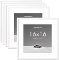 16x16 inch Picture Frame, 16x16 Photo Frames with 12x12 Removable Mat - High Definition Plexiglass - Vertical and Horizontal Display - Wall Hanging Frame - White, 5 Pack