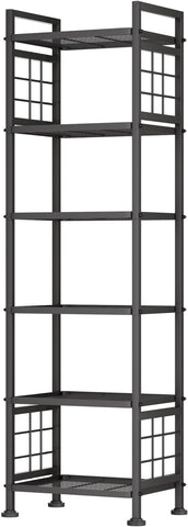 GIOTORENT 6-Wire Standing Storage Shelf for Bathroom Organizers and Storage & Laundry Room Organization, Metal Shelving Unit Pantry Rack for Kitchen & Bathroom, Black