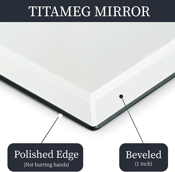 24x32 Inch Frameless Wall Mirror with 1" Beveled Edge, Frameless Rectangle Mirror for Bathroom, Vanity, Living Room