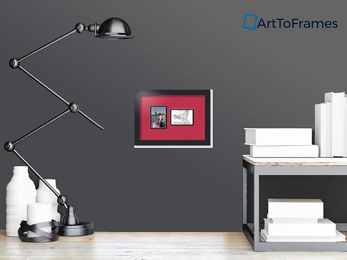 ArtToFrames Collage Photo Frame Double Mat with 2 - 3.5x5 Openings and Satin Black Frame