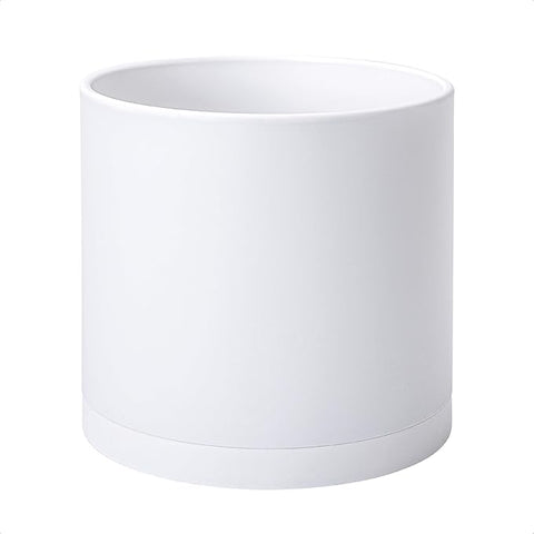 D'vine Dev 12 Inch Plastic Planter Pots for Plant Pot with Drainage Hole and Seamless Saucers, White Color, 74-X-A-3