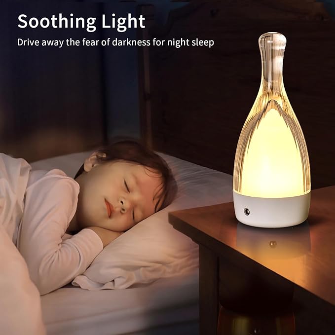 Table Lamp for bedroom with Touch Control,LED Nightstand Lamp Fourth Gear-3000K 4000K 6000K and Seven Color Light,Cordless Battery Operated Desk Lamp,Perfect for Bedroom,Couple Dinner,Cafe.(White)