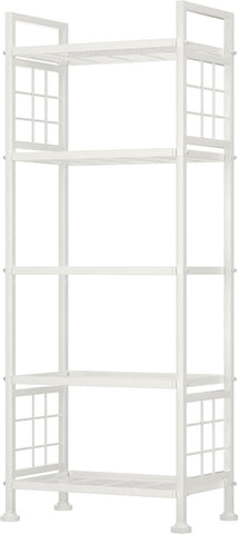 GIOTORENT 5-Wire Garage Shelving Storage Shelves, Metal Shelving Unit Pantry Rack, Kitchen Storage Adjustable Shelf 750Lbs Capacity for Laundry Kitchen Bathroom Organizer(White)