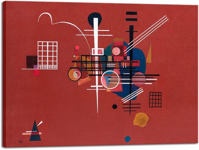 Wieco Art Canvas Prints Dull Red,1927 by Wassily Kandinsky Classic Abstract Art Famous Paintings Reproductions Canvas Wall Art for Living Room Home Decor Wall Decorations