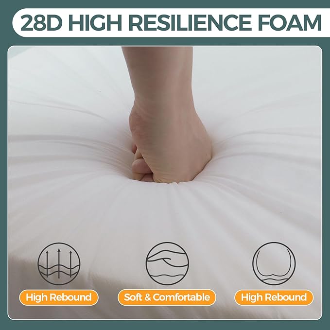 Outdoor Chair Cushion 18 x 18 x 3 Inch, Waterproof & 3-Year Fade Resistant Patio Furniture Cushions, Removable Cover and Adjustable Ties for Garden Sofa Couch (Black Cabana Stripe)