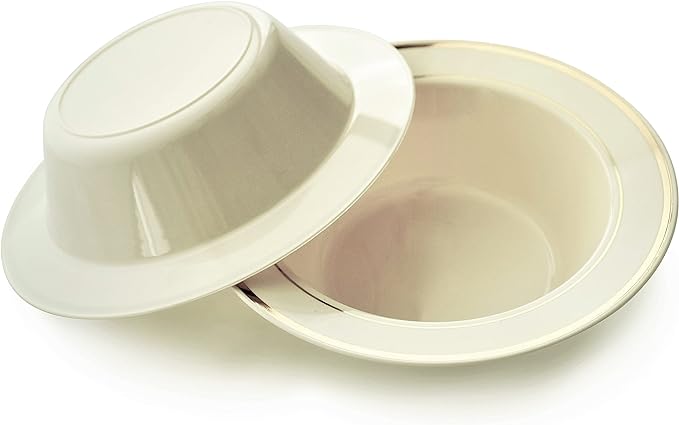 OCCASIONS 120 Bowls Pack, Heavyweight Disposable Wedding Party Plastic Dessert Ice Cream Bowls (6 oz Ice cream bowls, Ivory & Gold Rim)