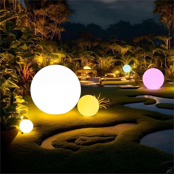 20-in LED Glowing Ball Light, Large Rechargeable LED Globe Orb Light w/Remote, Dimmable RGB Color Changing Globe Floor Lamp, Indoor/Outdoor Waterproof Mood Lamp for Home Garden Patio Lawn Party Decor