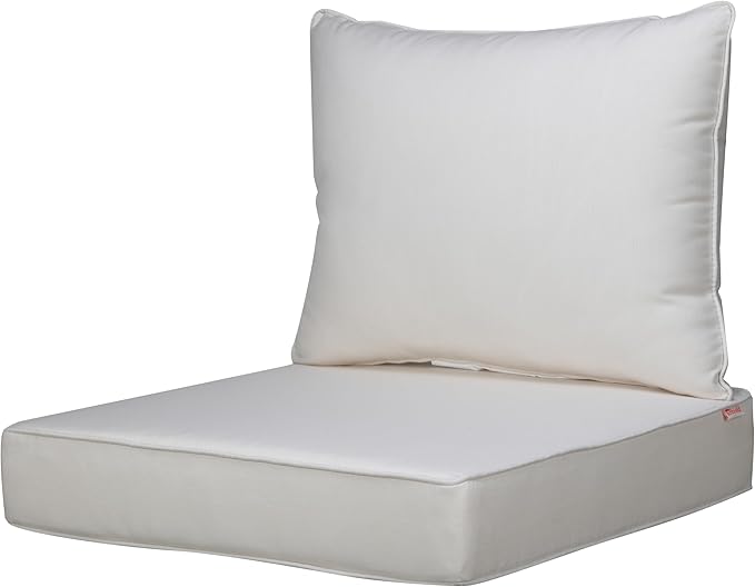 UIXE Outdoor Deep Seat Cushion Set with Slipcovers, Patio Furniture Cushions & Back Pillow, Sectional Sofa Bistro Chair Cushion - Beige, Set of 4