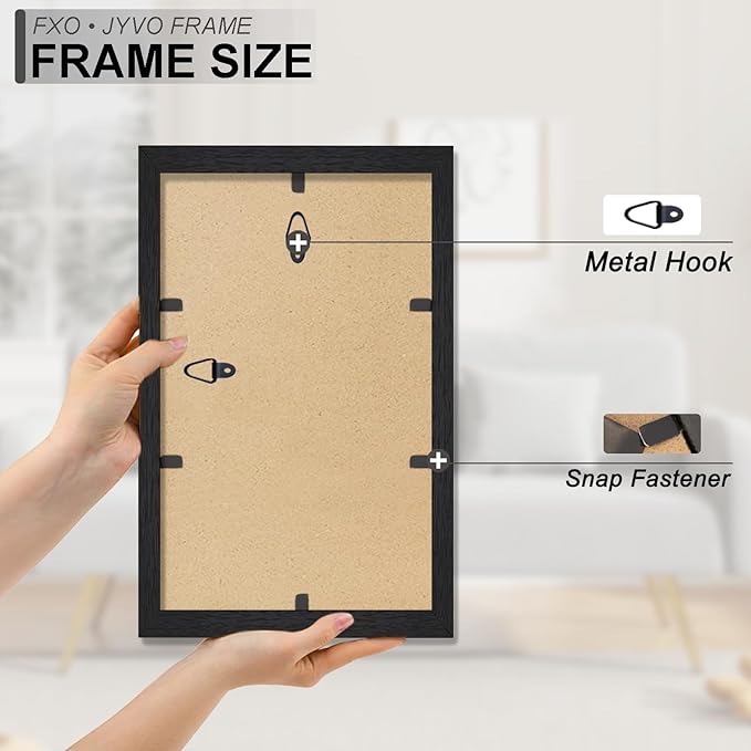 Engineered Wood 6x12 Picture Frame Set of 3, Black Frame for 6 x 12 Inch Picture Poster Photo, Light Weight 6 by 12 Frame with Wood-grain for Wall - 3 Pack/Black/6"x12"