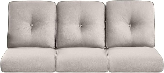 22x25/22x24 Outdoor Cushions for Patio Couch Chairs Set of 3 - High Back Comfy Outside Seat Cushions for Lawn Wicker Dining Rocker Glider Loveseat 3-Seater Sectional Sofa - Beige/Button