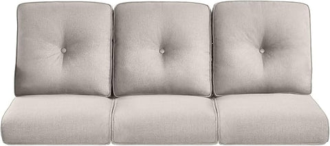 22x25/22x24 Outdoor Cushions for Patio Couch Chairs Set of 3 - High Back Comfy Outside Seat Cushions for Lawn Wicker Dining Rocker Glider Loveseat 3-Seater Sectional Sofa - Beige/Button