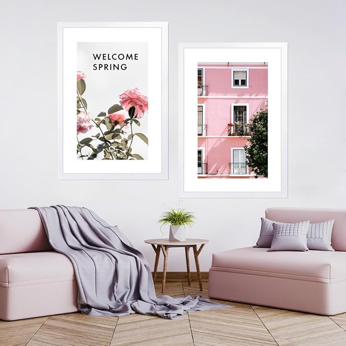 THREELOVE 20x30 Frame, Perfect for 16x26 inch Photo with Mat, White Wood Poster Frame Wall Mounting Gallery Wall Art Home Decor Picture Frame, 3 PCS