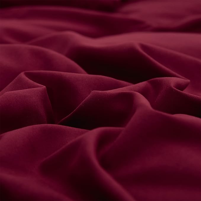 Pureant Burgundy Comforter Sets King Wine Red Bedding Comforters Cotton Solid Dark Color Quilts Cotton Women Girls Luxurious Plain Claret Red Comforter Soft Crimson Bed Noble Bordeaux Blankets