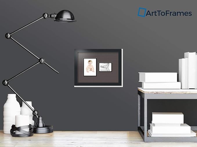 ArtToFrames Collage Photo Frame Double Mat with 1 - 3.5x5^ 5x7 Openings and Satin Black Frame