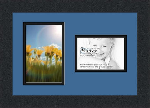 ArtToFrames Collage Photo Frame Double Mat with 1-3.5x5, 4x6 Openings and Satin Black Frame