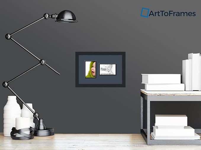 ArtToFrames Collage Photo Frame Double Mat with 2 - 4x6 Openings and Satin Black Frame